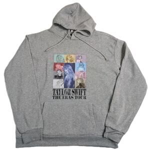 Taylor Swift The Eras Tour Official Grey Hoodie Pullover Sweatshirt Size Medium